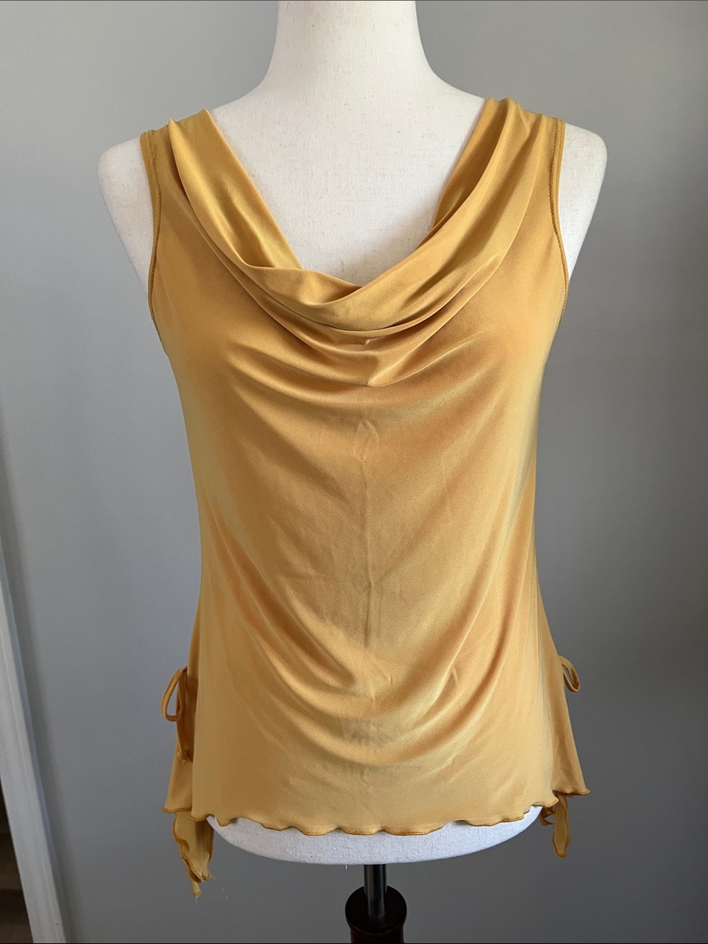 American City Wear Sleeveless Stretch Cowl Tank in Mustard